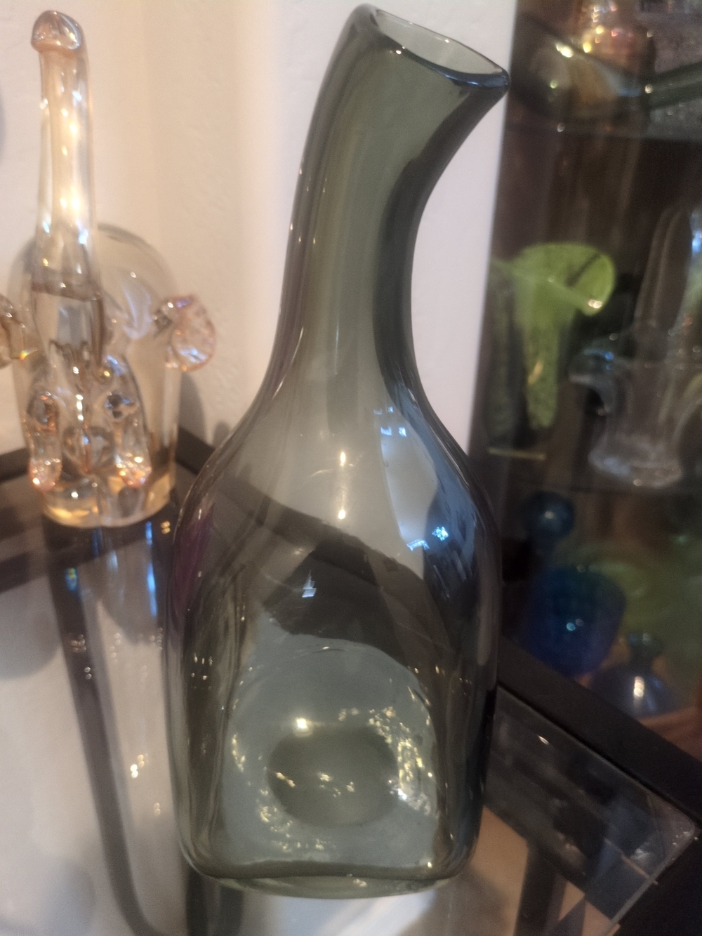 Smoky Gray Art Deco Glass Decorative Vase/Bottle